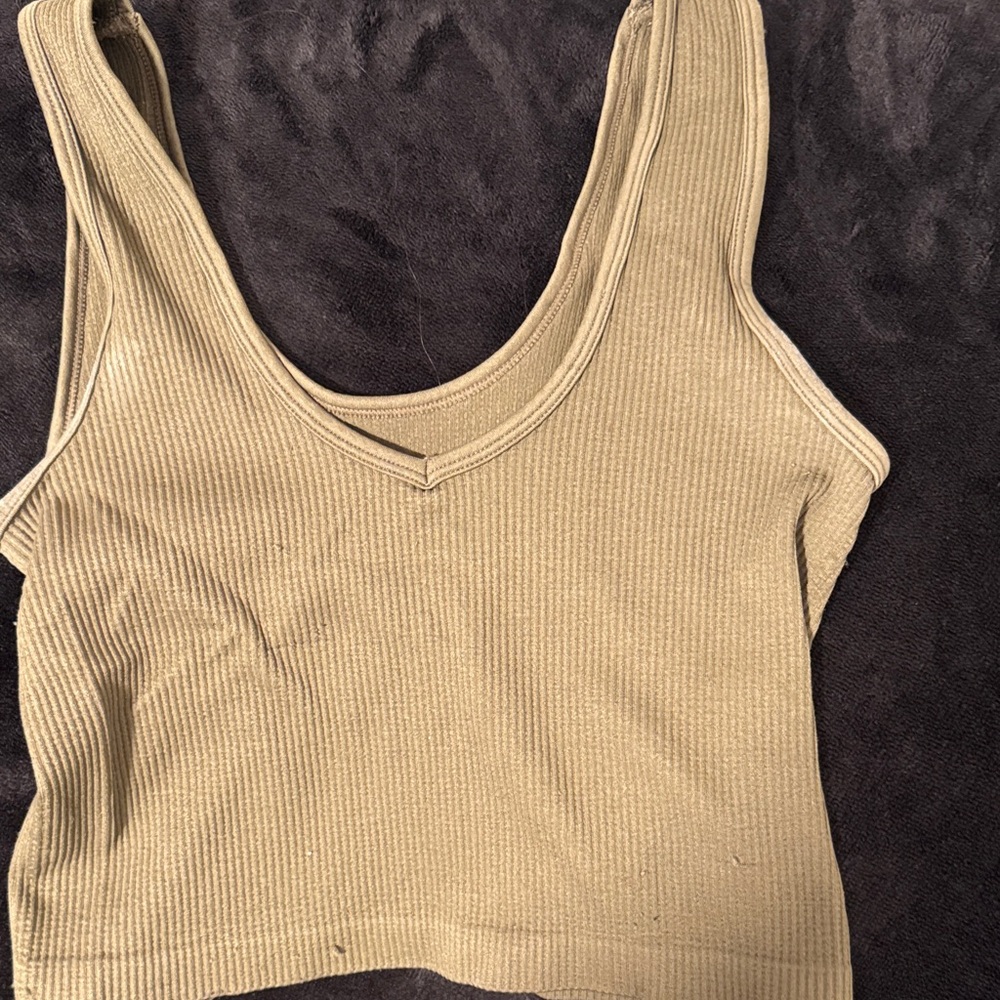 Ribbed Olive Green Women's Top